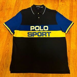 Polo Sport Ralph Lauren Shirt Navy Blue Yellow size XL great condition